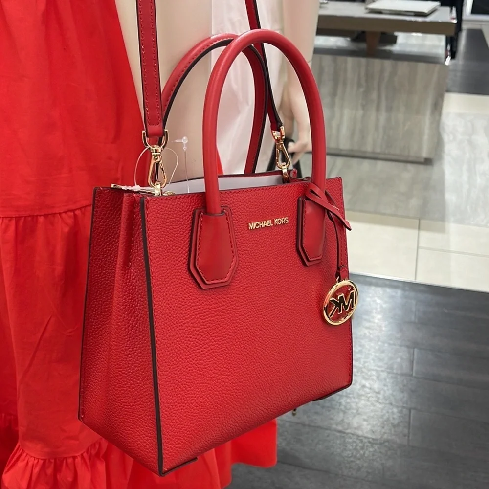 Michael Kors Mercer Medium Leather Messenger Flame